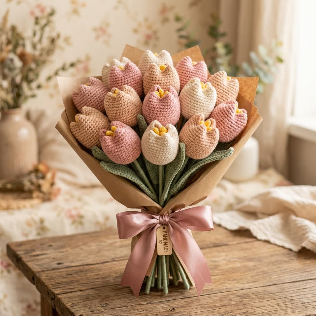 Pastel Spring Crochet Tulips