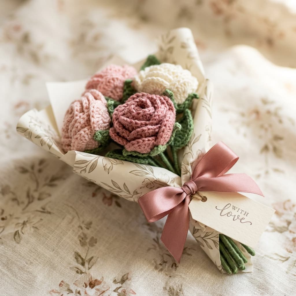 Mini Crochet Rose Bouquet